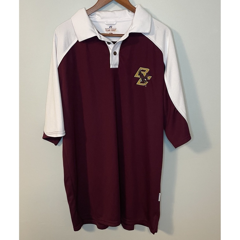 Boston College Eagles Russell Athletic Team Issued‎ Polo Shirt Size XL Red
